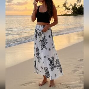 floral light cotton skirt maxi elastic waist
